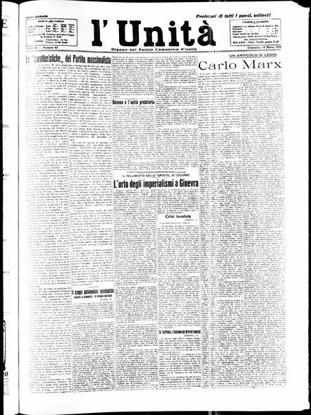 L'Unità : quotidiano degli operai e dei contadini